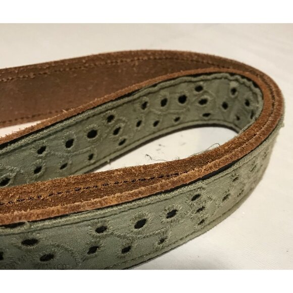 American Eagle Outfitters Green & Brown Leather Belt W/ Metal Buckle M - Picture 2 of 7